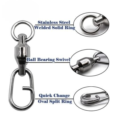 Fishing Swivels Snap Ball Bearing Swivel 25~100Pcs Stainless Split Ring